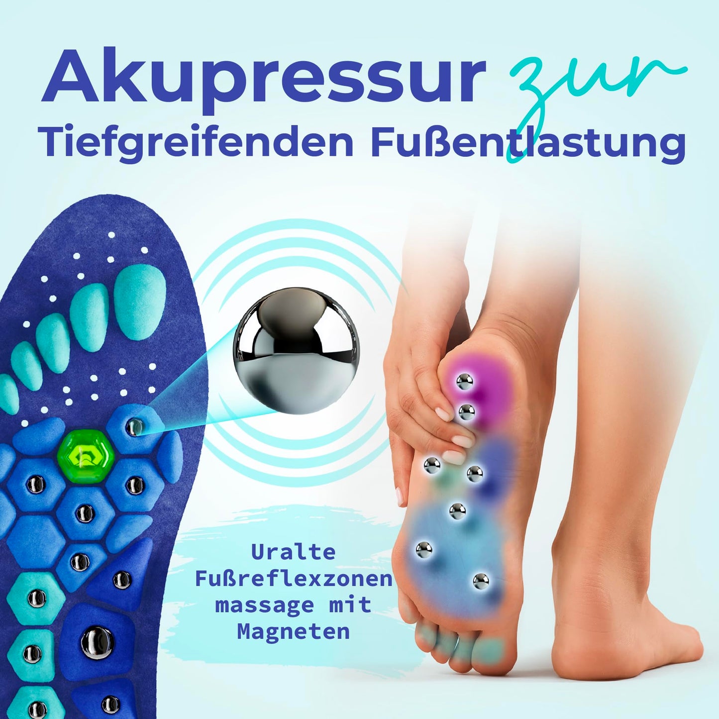 Akusoli Magnet-Einlegesohlen gegen Fersensporn & Plattfüße: Zuschneidbar