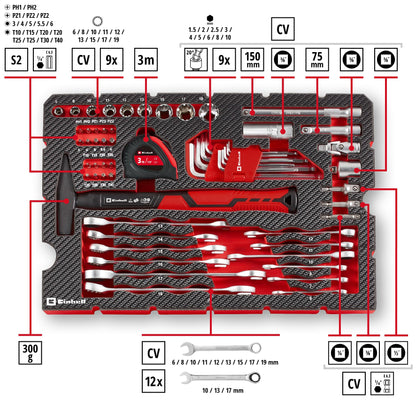 Original Einhell E-CASE 80-piece tool case (tool set for the workshop or at home)