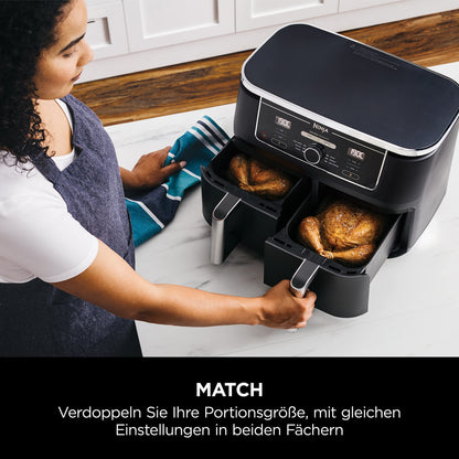 Ninja Dual-Zone Air Fryer AF400EU (9.5 L): 6 Cooking Functions | Black