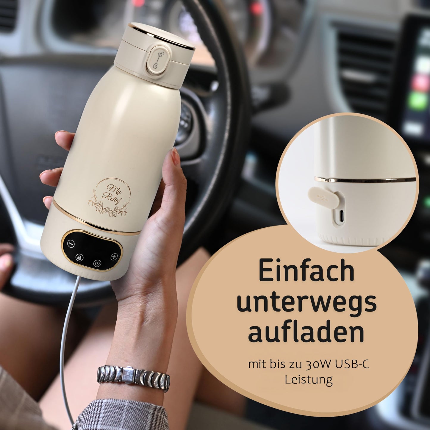 My Relief Battery Thermos, Bottle Warmer (18000mAh) 35-85°C Adjustable
