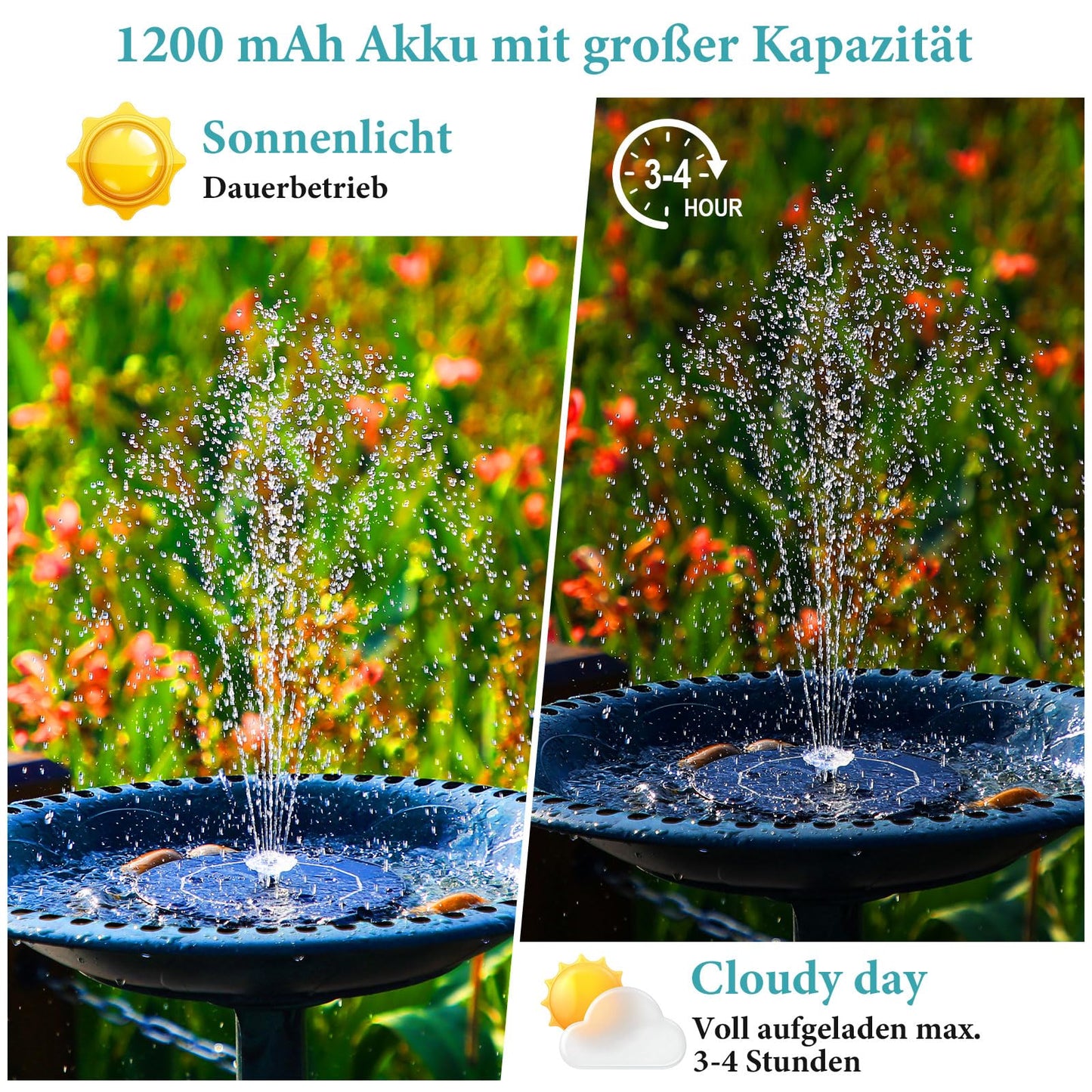 AISITIN Solar Fountain Pond Pump (3.5W) with various spray effects for garden, pond, DIY water feature