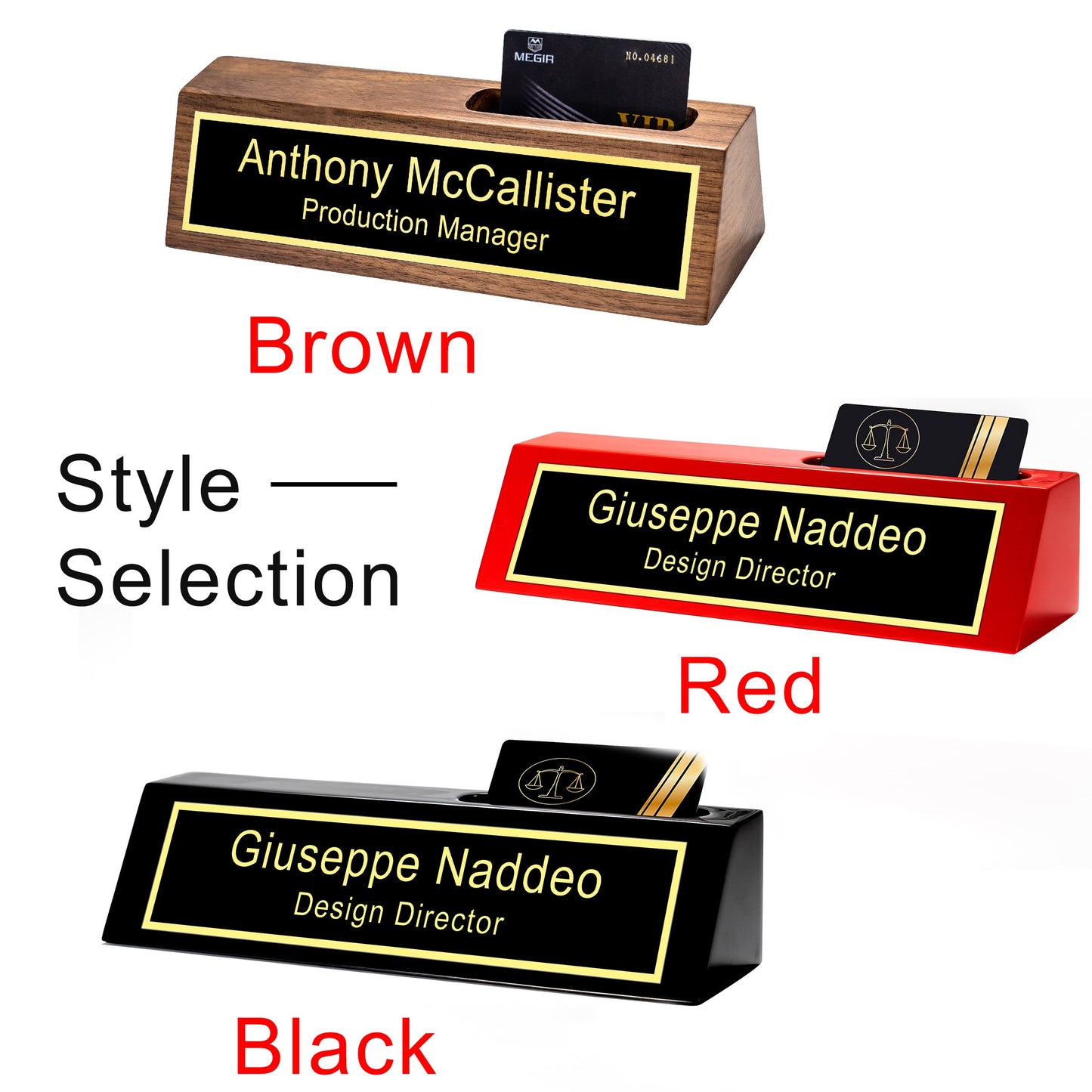 Desk Business Name Plate with Card Holder: Personalized Gift