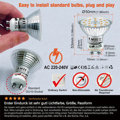 EACLL GU10 LED halogen bulb (warm white 2700K: 4.9W) 4-pack