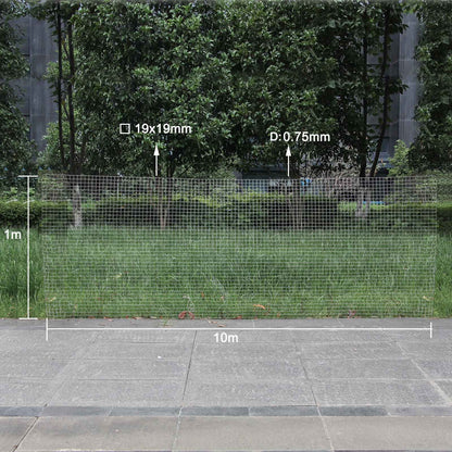 WILTEC chain link fence with 19x19mm wire thickness: (1m x 10m x 0.75mm): Aviary wire square made of galvanized steel