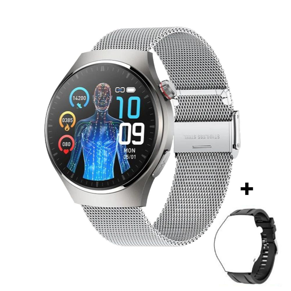 Montre intelligente ECG avec laser PPG | Température corporelle, glycémie, appel BT