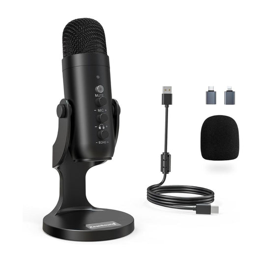 Condensateur de microphone USB | Streaming - Podcasting : avec adaptateur téléphonique et sortie casque