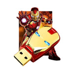 Iron Man Mask Clé USB 2.0 64 Go en métal avec yeux lumineux LED, étanche, idée cadeau