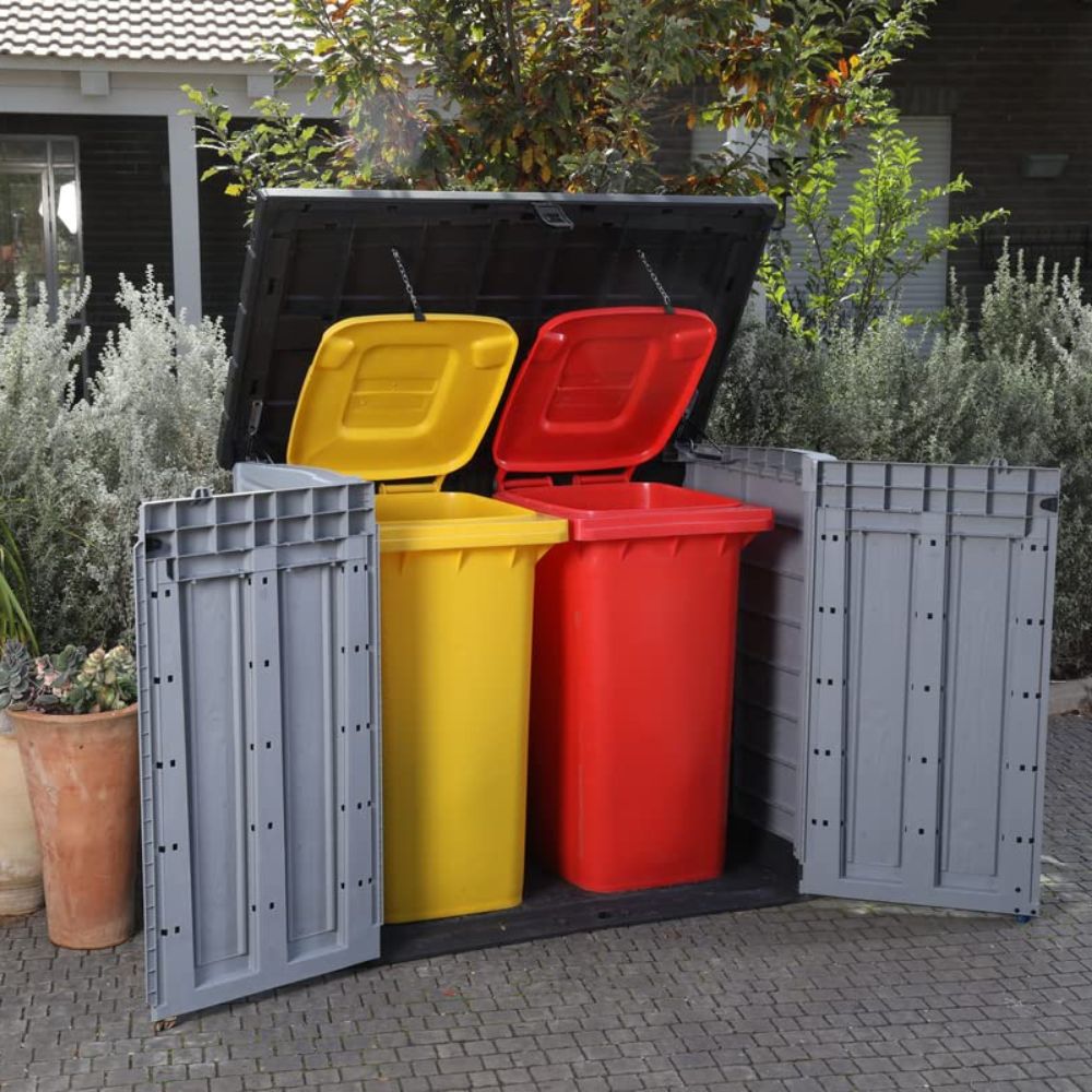 Keter Store It-Out-Pro Wheelie Bin Storage Unit (1200L): Robust waste container, weatherproof, lockable