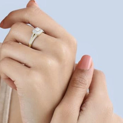 DazzlingRock 'Princess &amp; Round Collection' (K2322-14KY-10) 14K yellow gold, round cut, J diamond