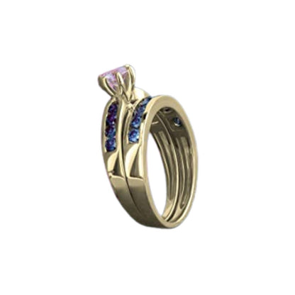 DazzlingRock Collection (DR1882-1834-14KY-6.5) 14K yellow gold, round cut, (K) blue diamond