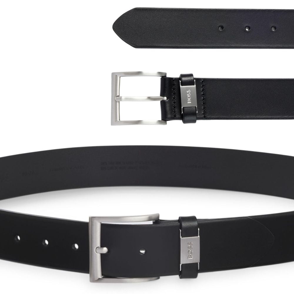BOSS 'Connio' men's genuine leather belt: Business belt in black (100x4cm)