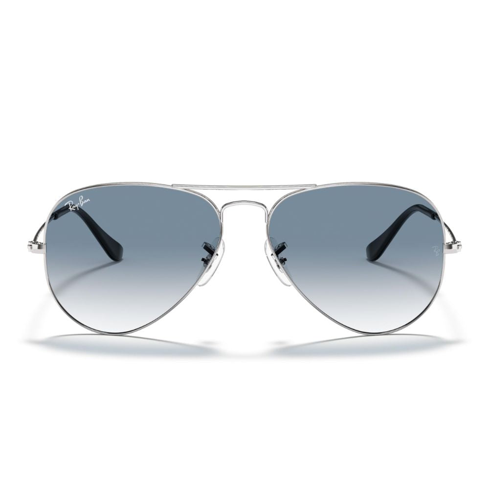 Ray Ban 'Aviator' sunglasses for men: silver frame, blue gradient lenses