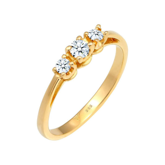 Elli DIAMONDS Verlobungsring für Damen: Edel-Trio mit Diamant (0.22ct.) in 585 Gelbgold