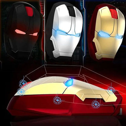 Iron Man Wireless-Maus: Ergonomisch, 2.4G USB Funk, LED-Licht, 1600DPI, leiser Klick, für PC, Laptop, MacBook