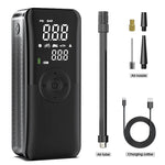 CARSUN Pompe à air électrique portable avec double écran | Manomètre, fonction power bank, lumière LED