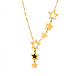 Collier pendentif étoile tendance pour femme | Acier inoxydable titane plaqué or, acrylique noir