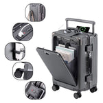 Valise trolley multifonctionnelle avec ouverture frontale | Port USB, porte-gobelet, bagage à main et valise de voyage 