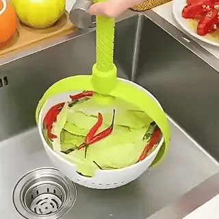 360° Rotierender Abtropfkorb | Salatschleuder mit klappbarem Griff (Preview GIF)