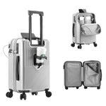 Étui rigide multifonctionnel | Ouverture frontale, serrure TSA, USB, roues silencieuses, porte-gobelet
