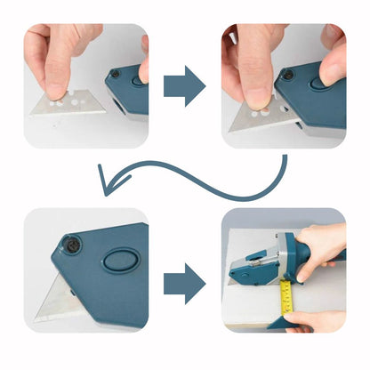 Coupe-plaque de plâtre et outil de traçage avec ruban à mesurer + crayon et 5 lames GRATUITES
