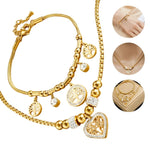 Coffret cadeau de bijoux en acier inoxydable 316L pour femme : collier et bracelet avec pendentif cœur et arbre de vie