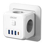 Adaptateur de prise murale 7 en 1 | Prise UE avec interrupteur marche/arrêt